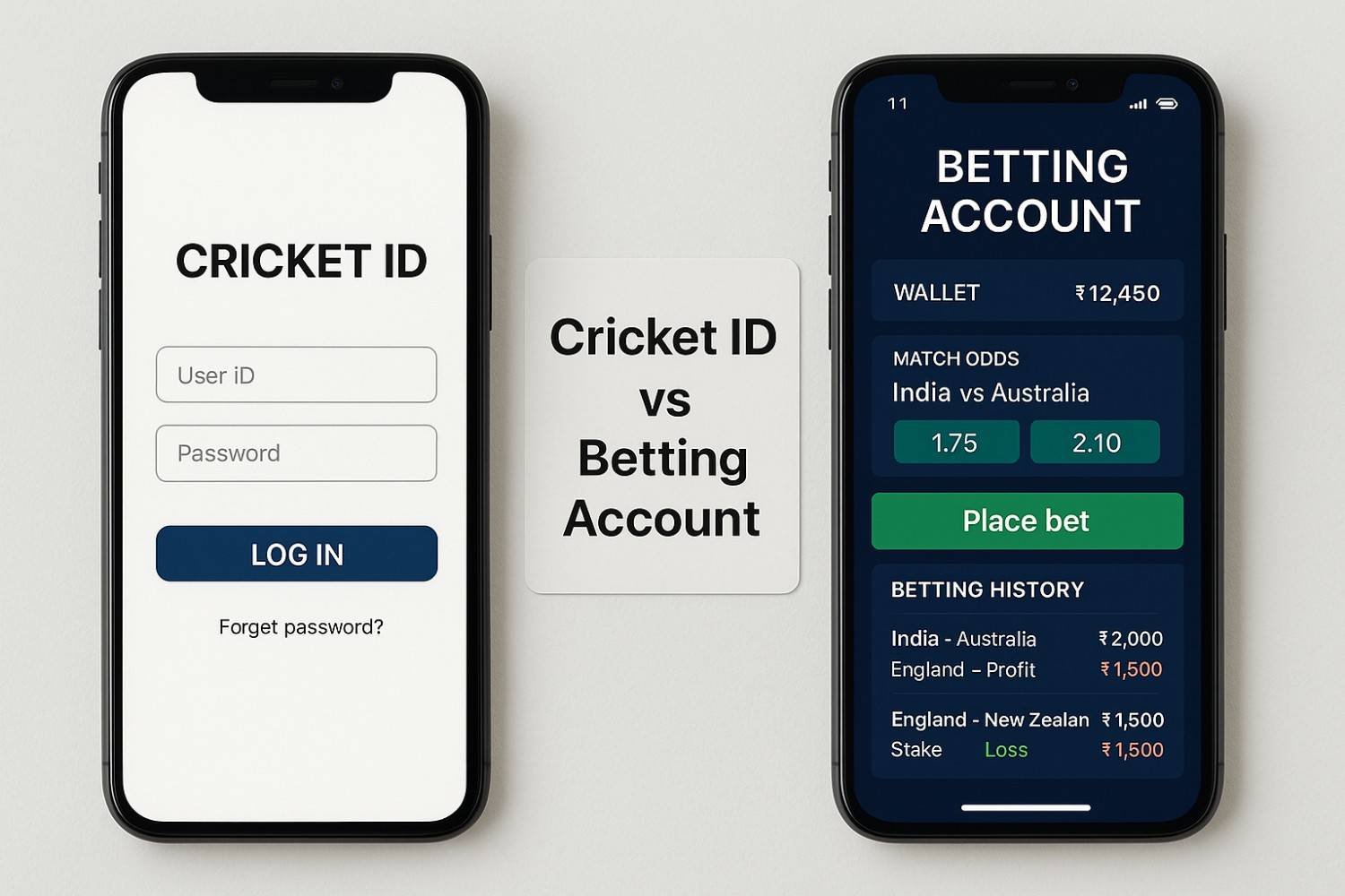 Cricket ID login compared with a full betting account