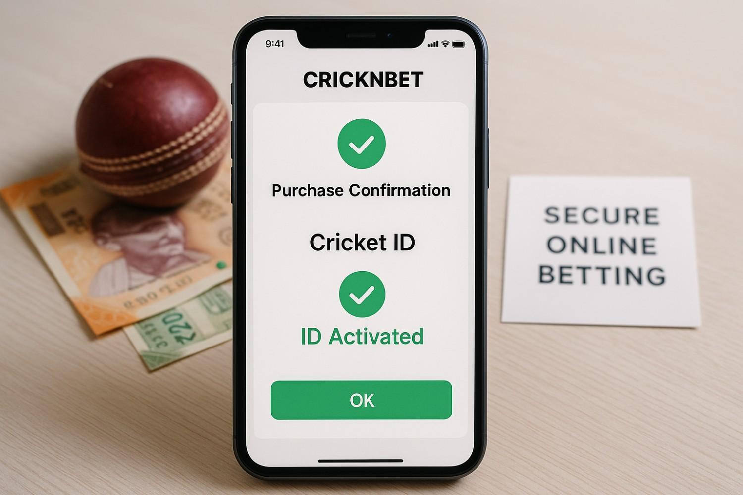 Buy online Cricket ID in India safely with verified CricknBet provider shown on mobile screen.
