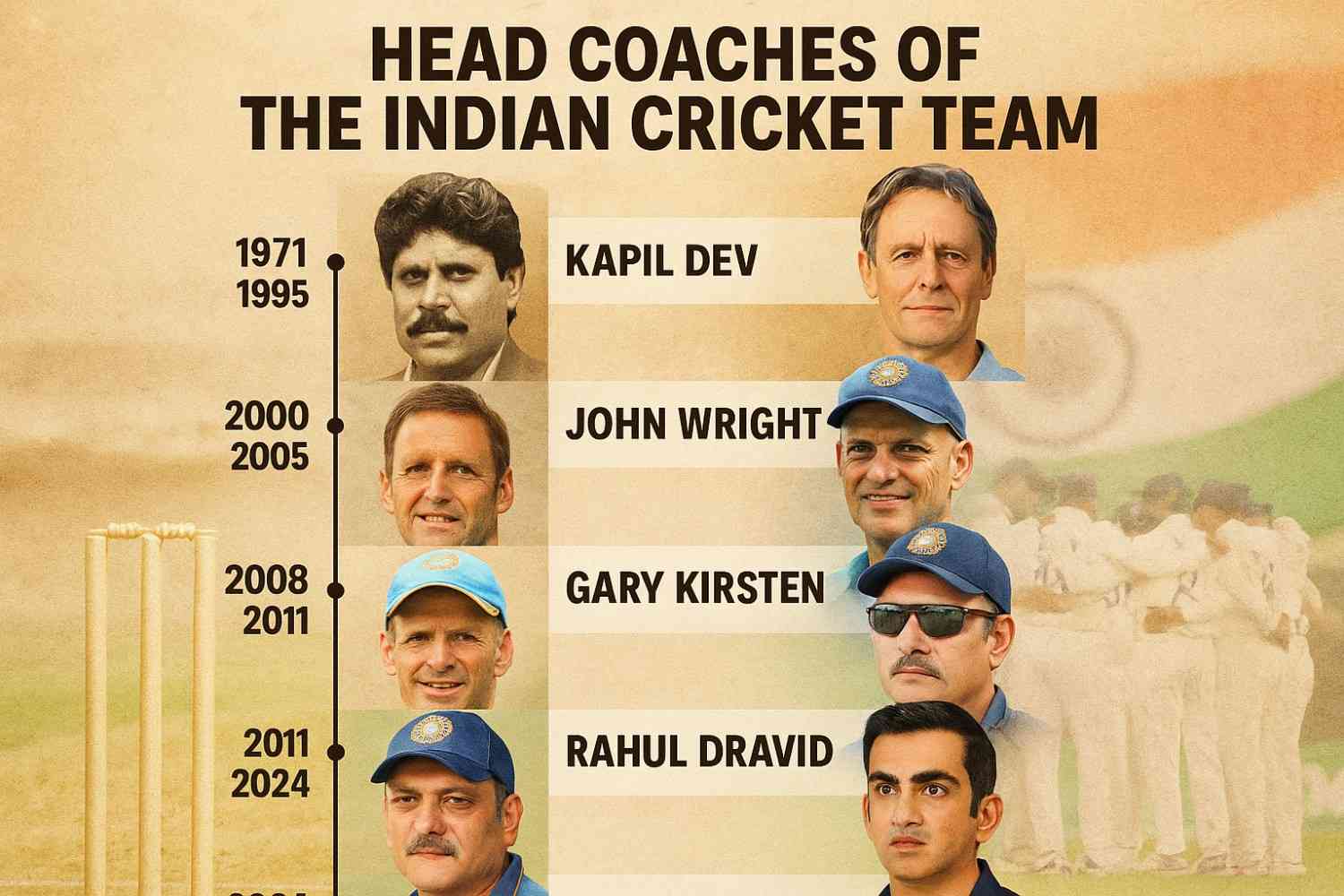 Indian cricket team coaches list from 1971 to 2025